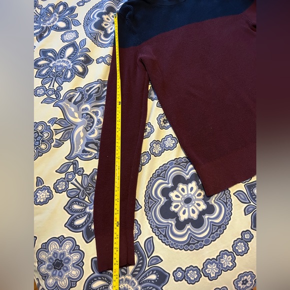 EXPRESS Mens Size S Burgundy/Dark blue 100% Cotton Pullover Sweater Crew Neck - Picture 5 of 9